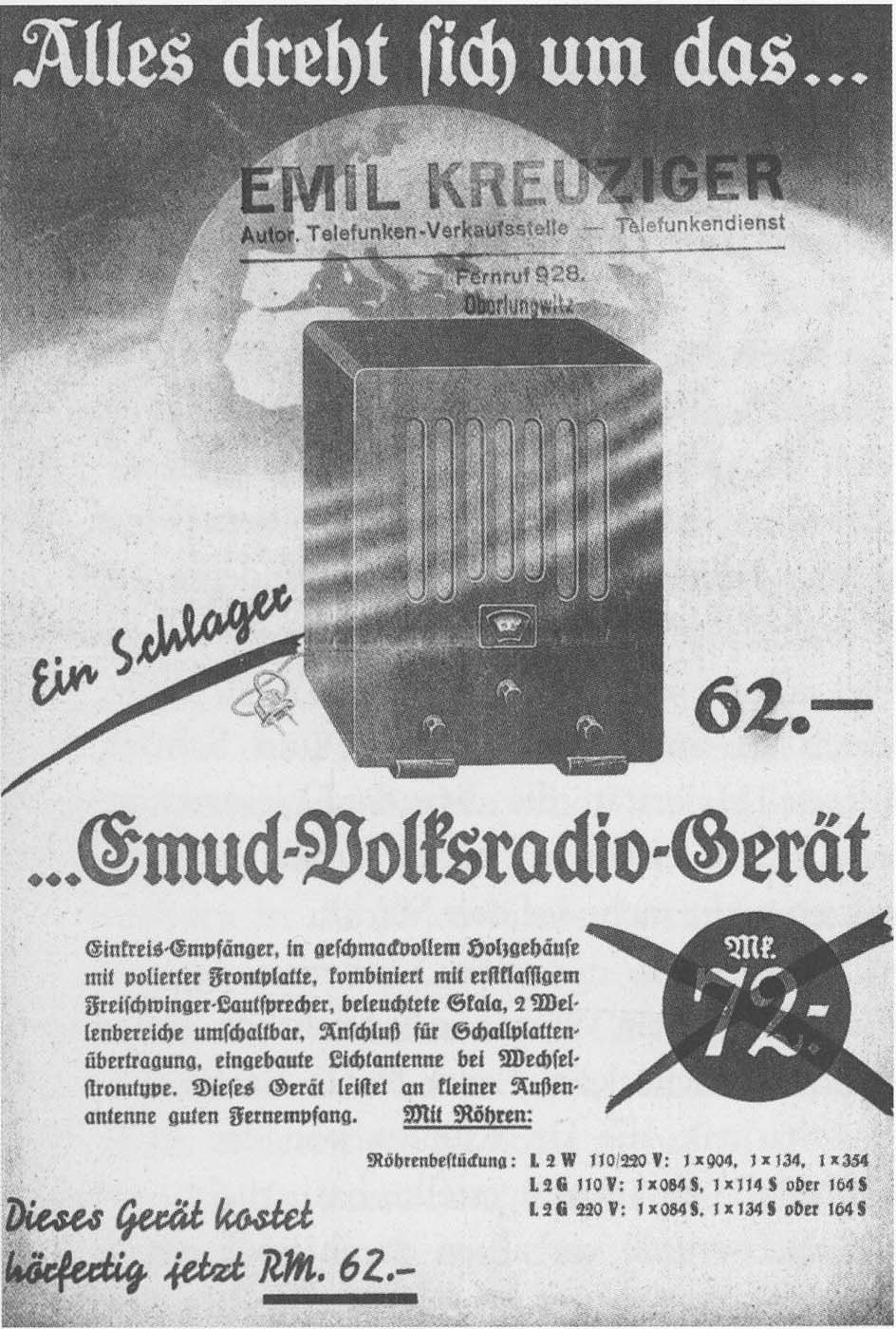 radiotechnik Endpentode statt Triode glich der „VE" dem Emud-Volksradio