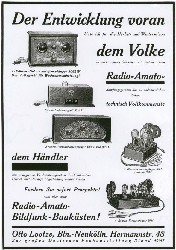 radiotechnik radio amato entwicklung voran dem Volke