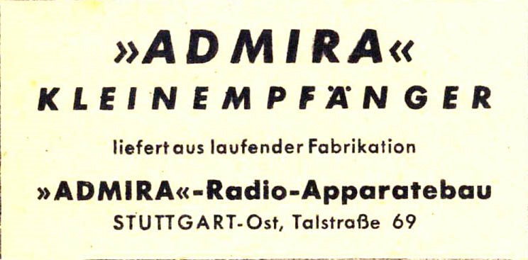 Burosch Admira Radio Apparatebau