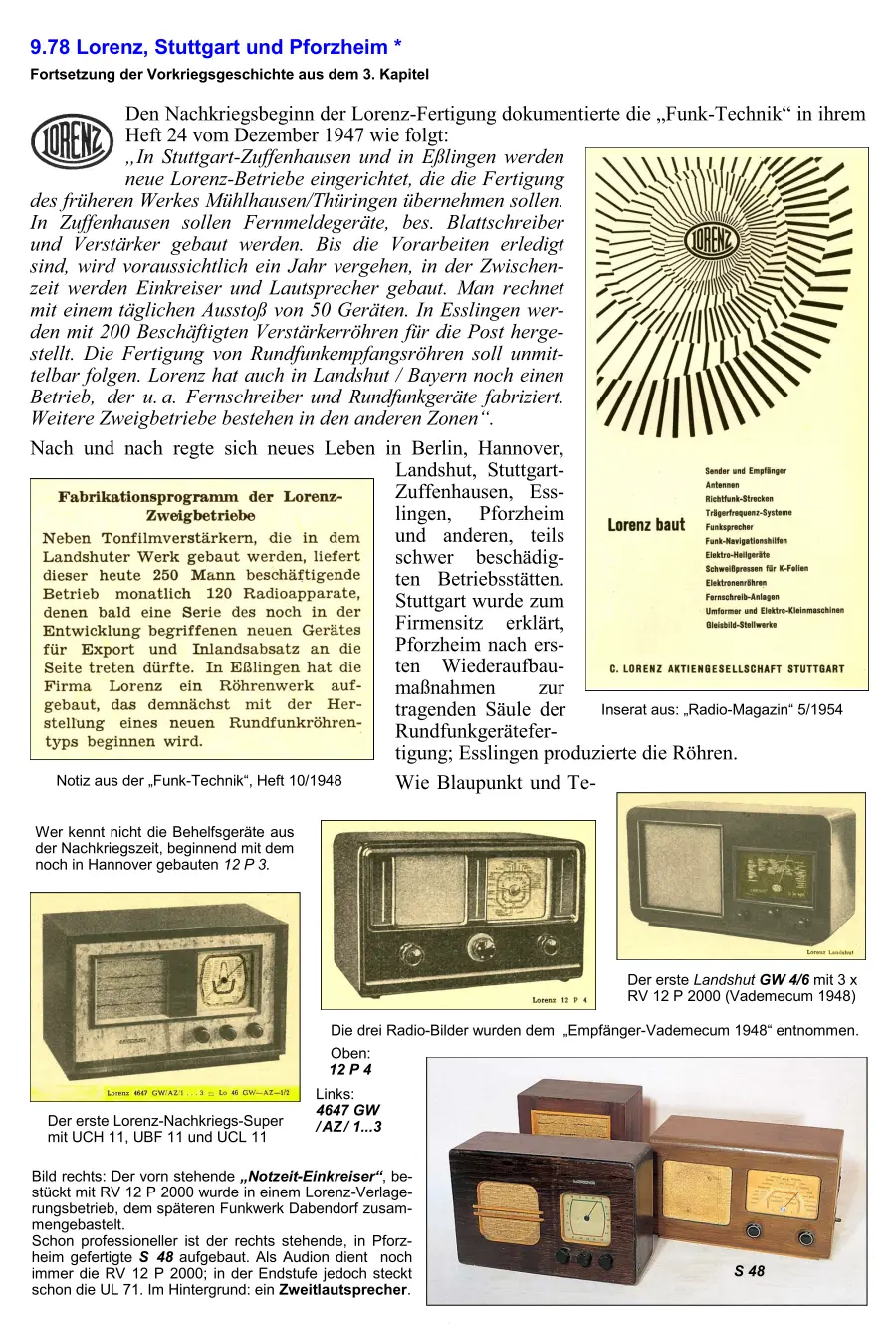 Lorenz Radiochronik Radiogeschichte Radiotechnik
