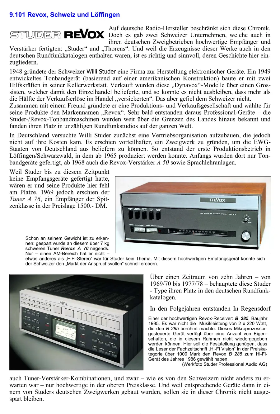 Revox Radiochronik Radiogeschichte Radiotechnik