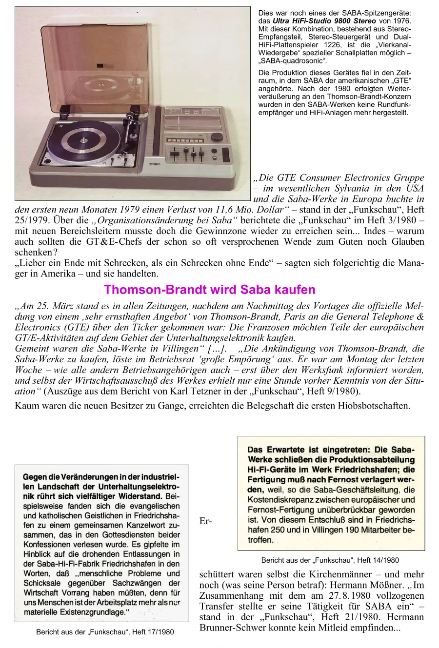 SABA Radiochronik Radiogeschichte Radiotechnik